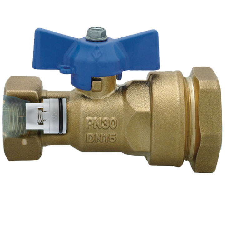 DZR Ball Valve Inlet Female with MDPE Pipe Connection, Female Swivel Nut & N/R