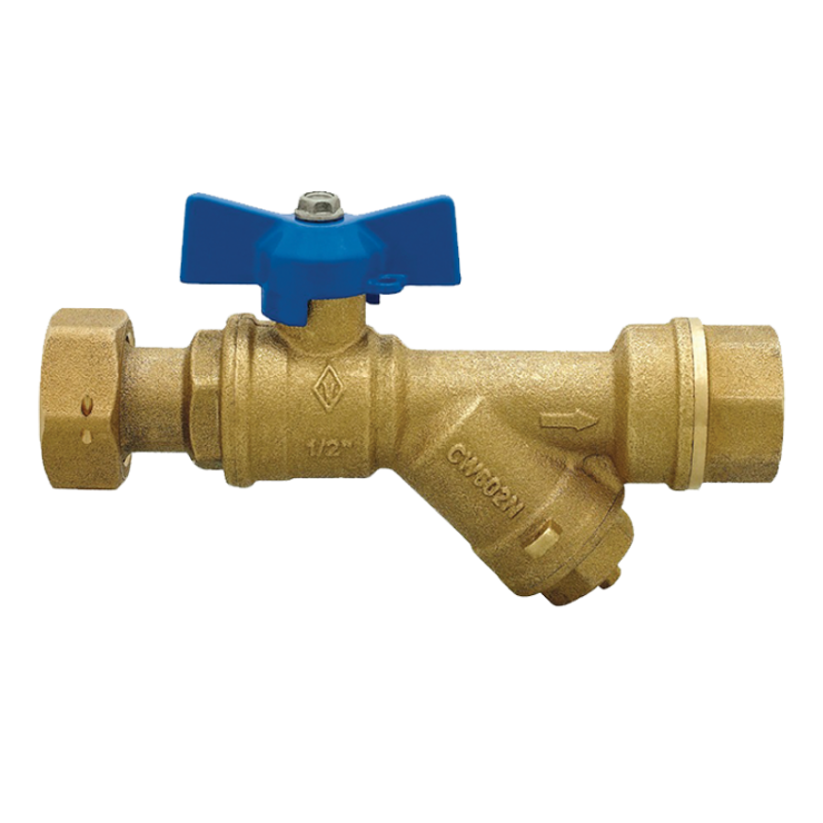 DZR Ball Valve Outlet Female with Female Swivel Nut & Filter